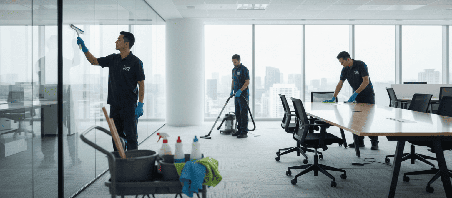 Уборка современного офисного пространства